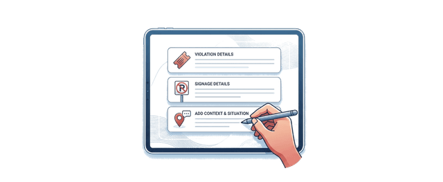 Filling out violation details on a form